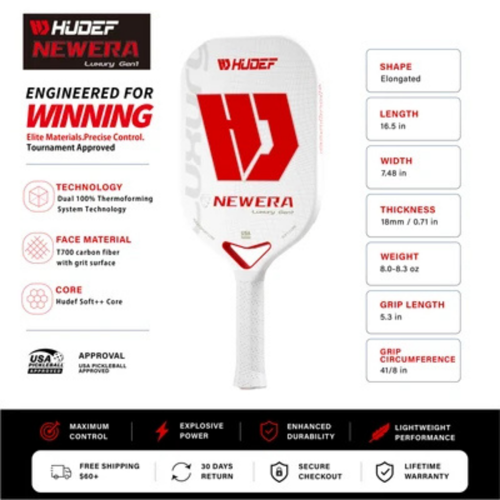Hudef Luxury™ Gen 1 Elongated Pickleball Paddle (18mm)