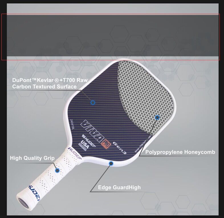 Hudef Viva Pro™ Gen3 Elongated Pickleball Paddle (Kevlar)